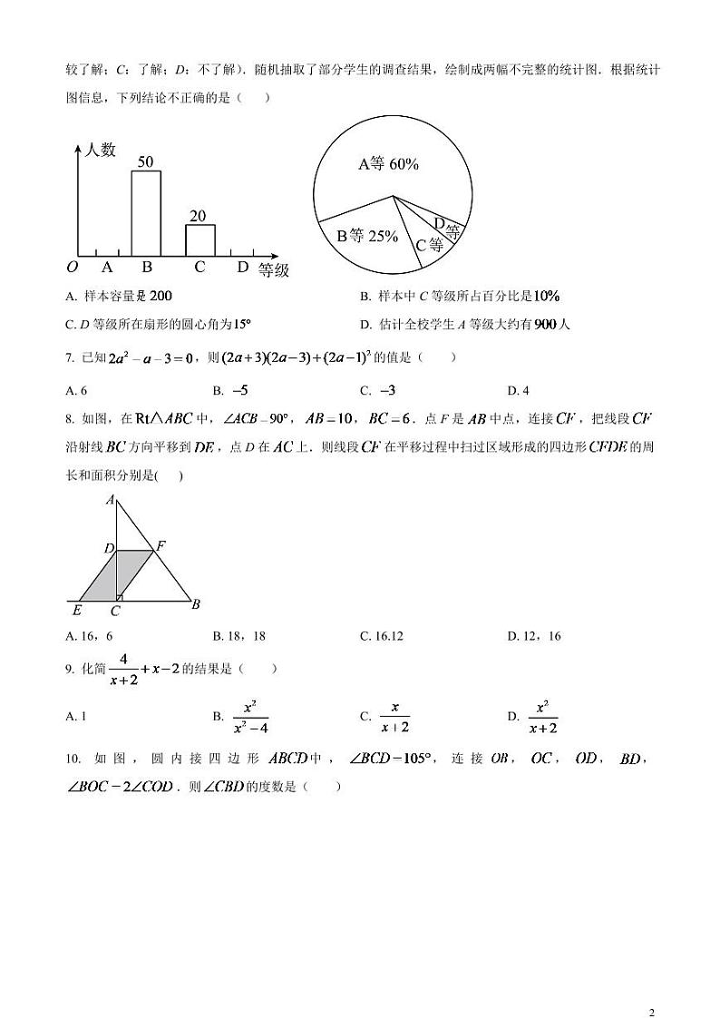 2024年内蒙古赤峰市中考数学模拟试题（原卷版）第2页