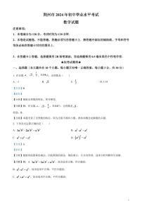 2024年湖北省荆州市中考数学模拟试题（解析版）