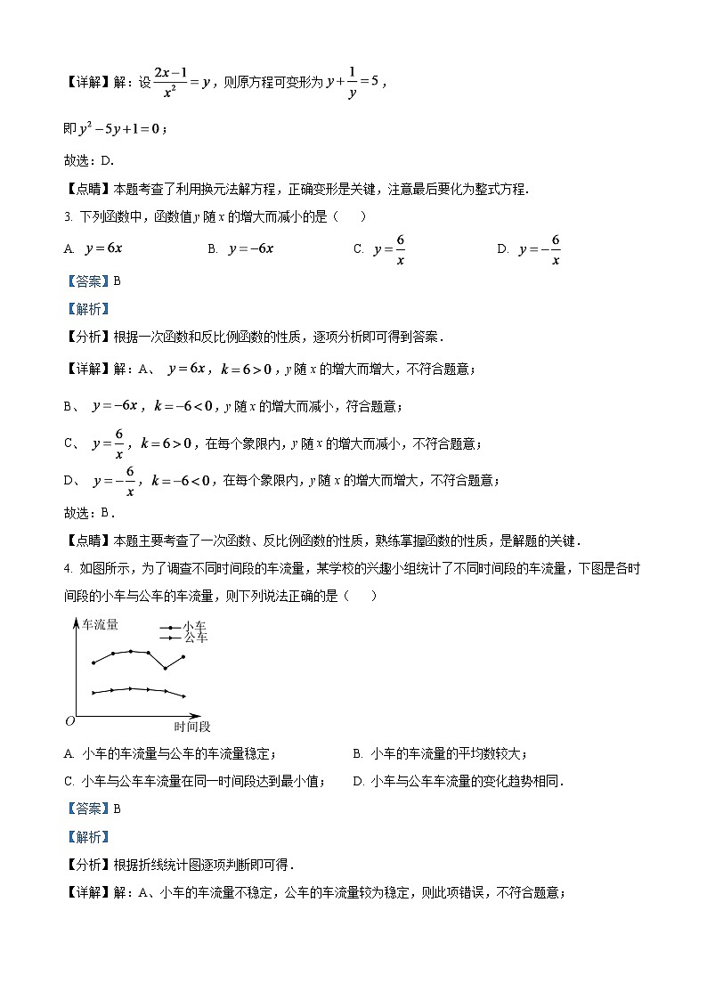 2024年上海市中考数学模拟试题（解析版）第2页