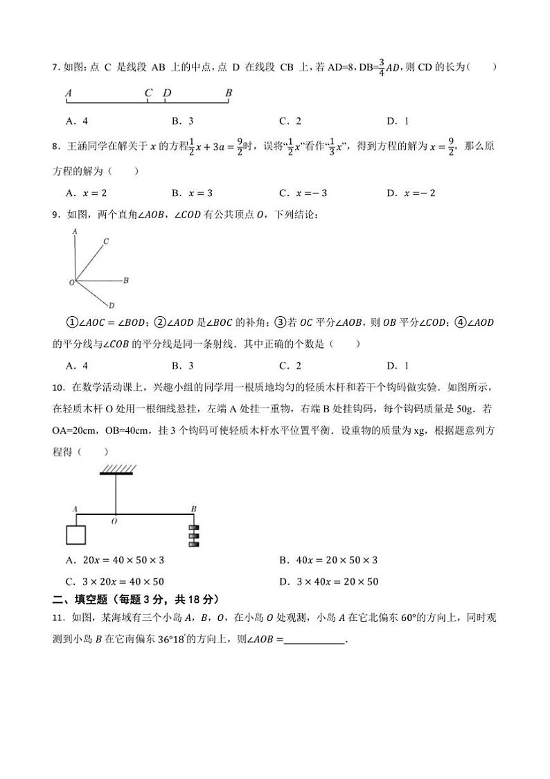 20224～2025学年浙教版七年级数学上册期末冲刺卷试卷(含答案+解析)第2页