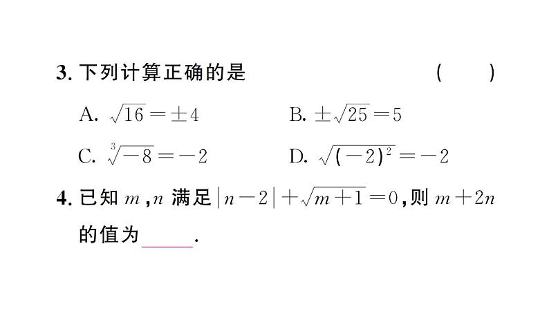 初中数学新人教版七年级下册第八章 实数复习作业课件2025春第4页