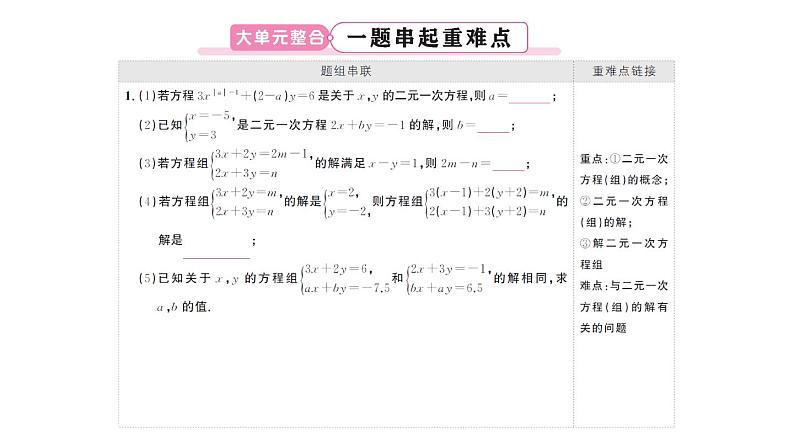 初中数学新人教版七年级下册第十章 二元一次方程组复习作业课件2025春第2页