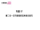 初中数学新人教版七年级下册第十章专题一7 解二元一次方程组的五种消元技巧作业课件2025春