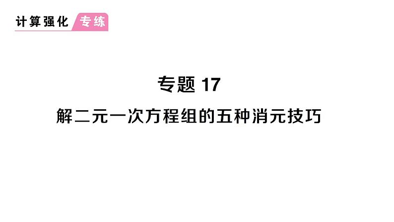 初中数学新人教版七年级下册第十章专题一7 解二元一次方程组的五种消元技巧作业课件2025春第1页