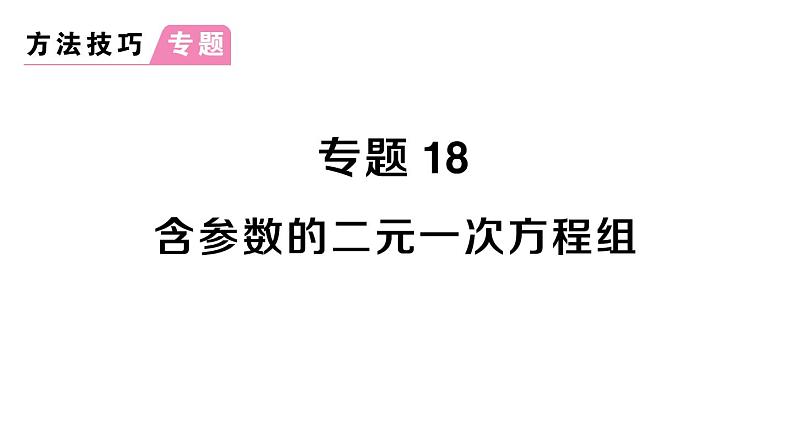 初中数学新人教版七年级下册第十章专题一8 含参数的二元一次方程组作业课件2025春第1页