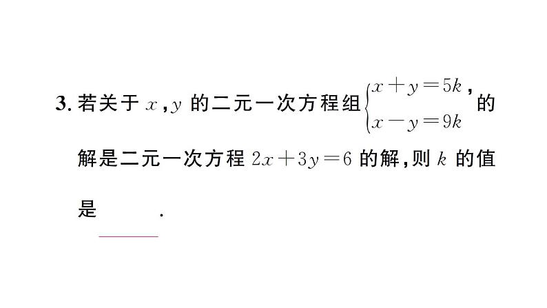 初中数学新人教版七年级下册第十章专题一8 含参数的二元一次方程组作业课件2025春第7页