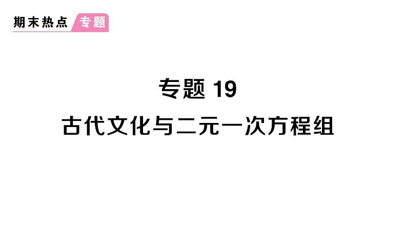 初中数学新人教版七年级下册第十章专题一9 古代文化与二元一次方程组作业课件2025春第1页