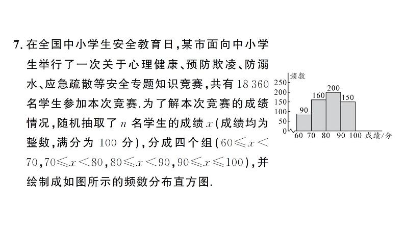 初中数学新人教版七年级下册12.2.2 直方图作业课件2025春第8页