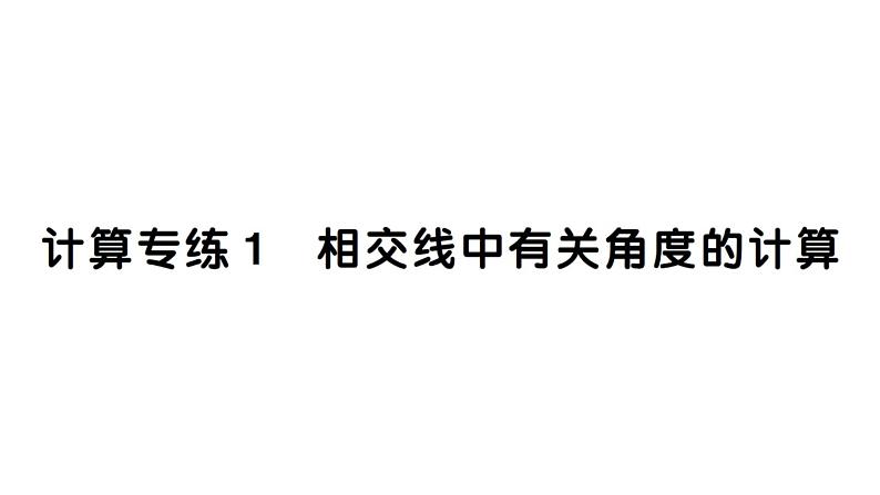 初中数学新人教版七年级下册期末计算专练1 相交线中有关角度的计算作业课件2025春第1页