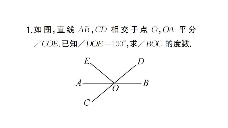 初中数学新人教版七年级下册期末计算专练1 相交线中有关角度的计算作业课件2025春第2页