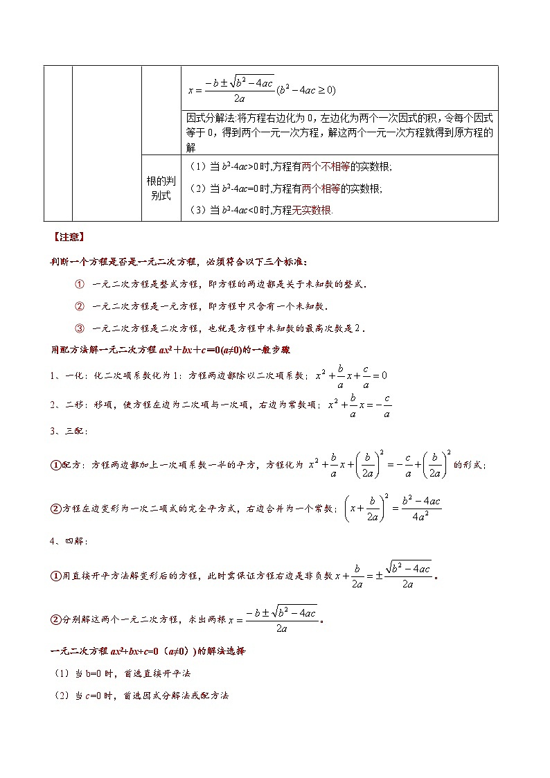 中考数学一轮复习考点题型归纳+分层训练专题08 一元二次方程(解析版)第2页