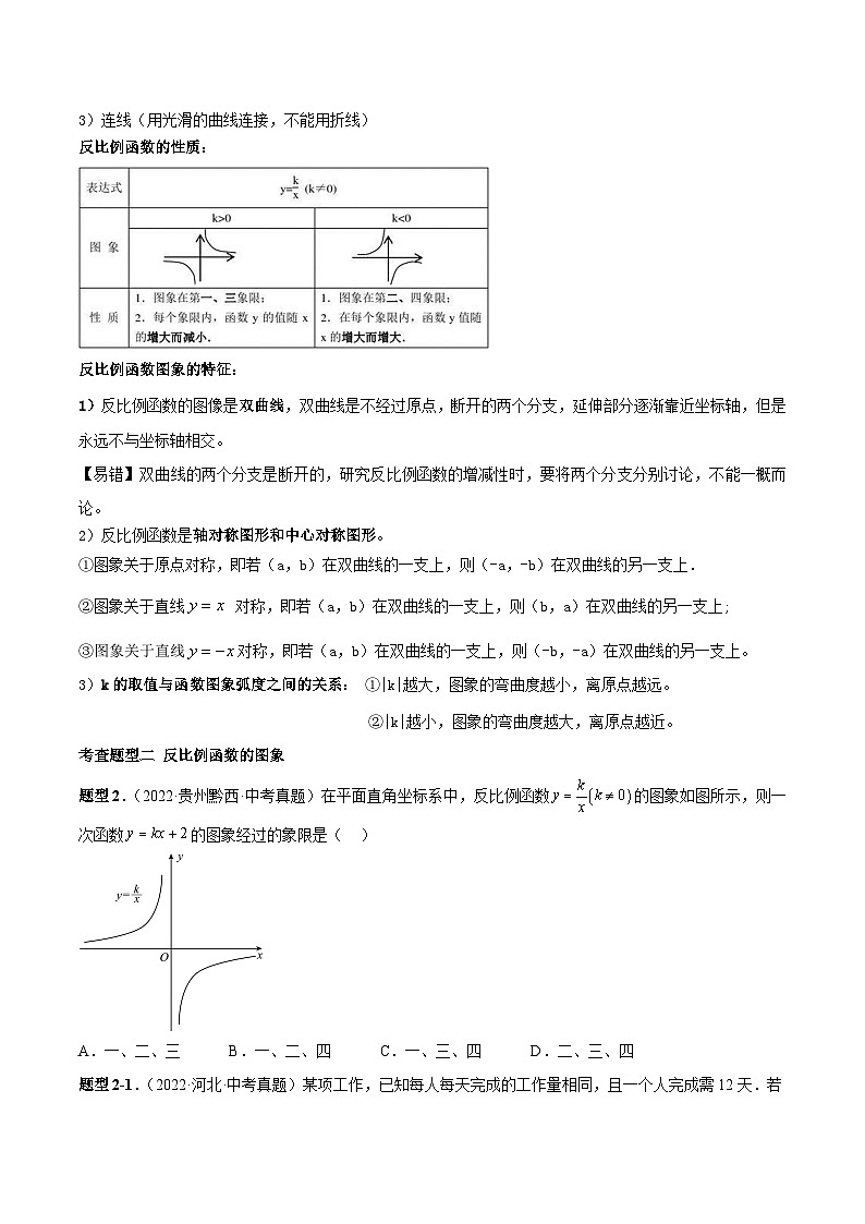 中考数学一轮复习知识点梳理+题型训练专题15 反比例函数（原卷版）第3页