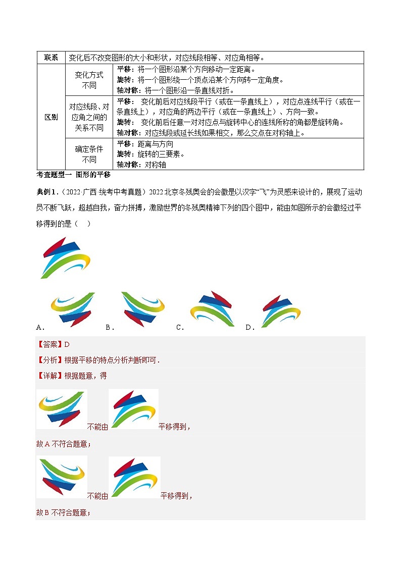 中考数学一轮复习知识点梳理+题型训练专题31 平移与旋转（解析版）第2页