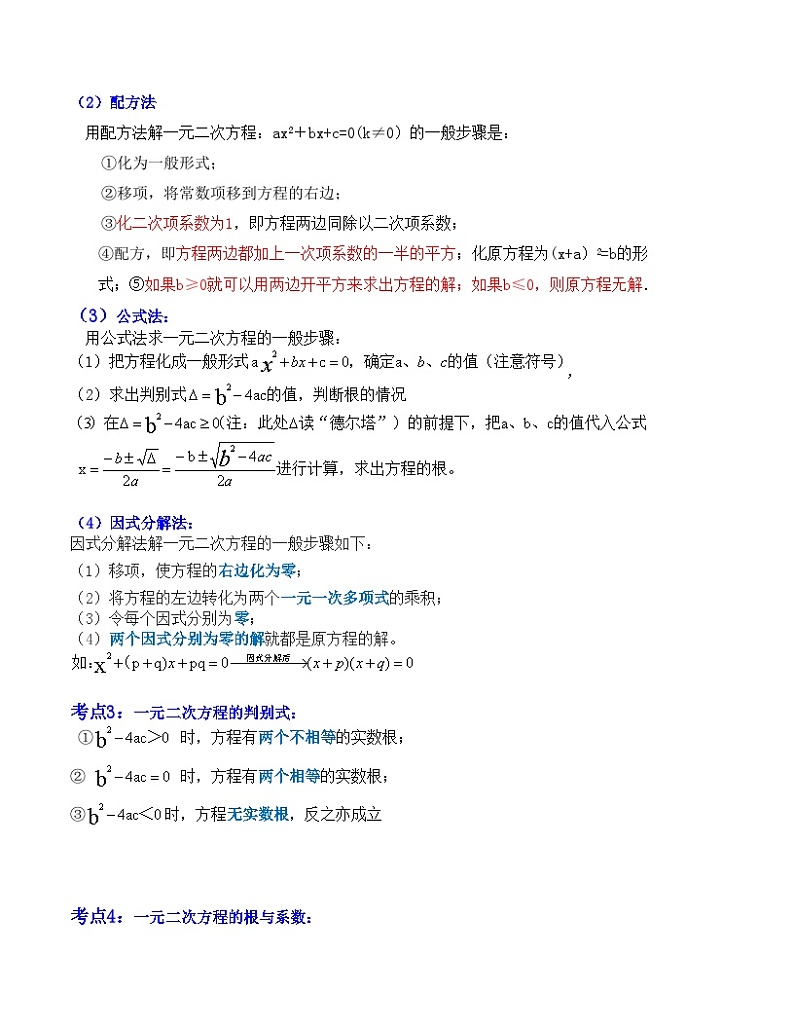 中考数学一轮复习知识梳理+考点精讲专题06 一元二次方程及其应用（解析版）第2页