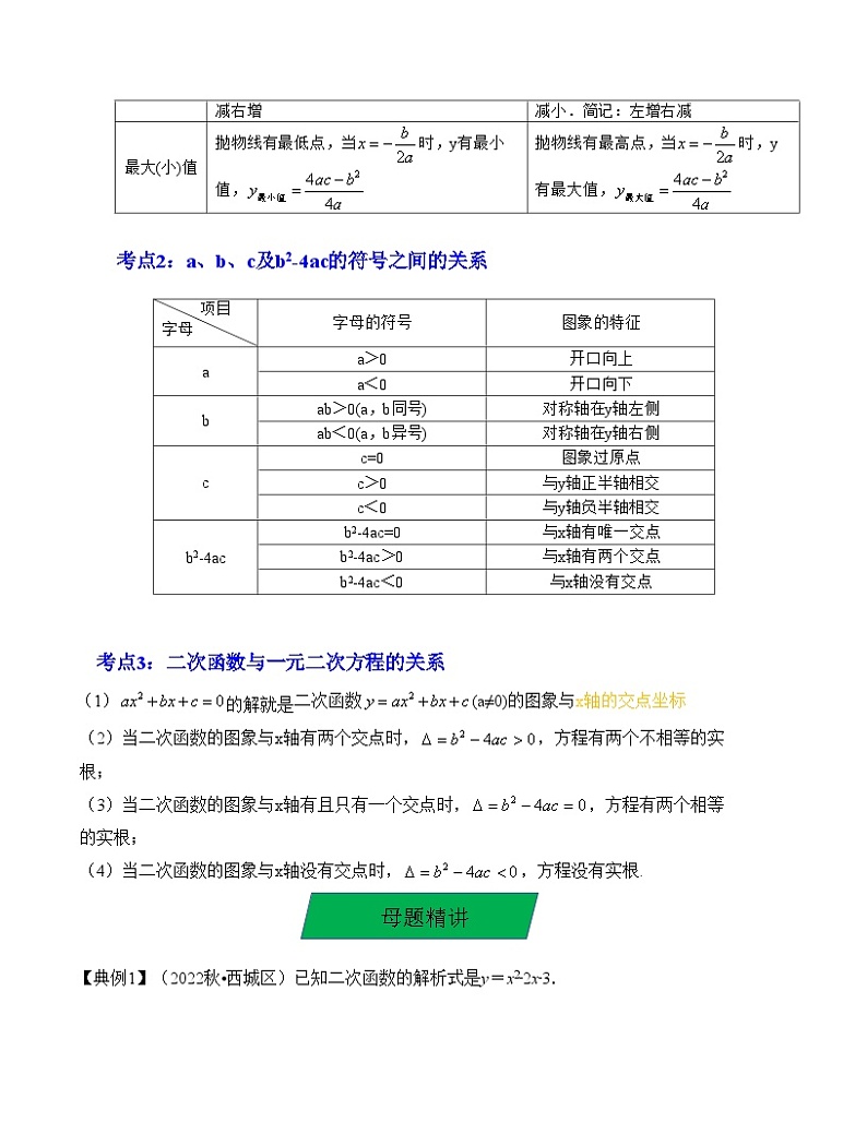 中考数学一轮复习知识梳理+考点精讲专题12 二次函数的图像与性质及与a、b、c的关系（解析版）第2页