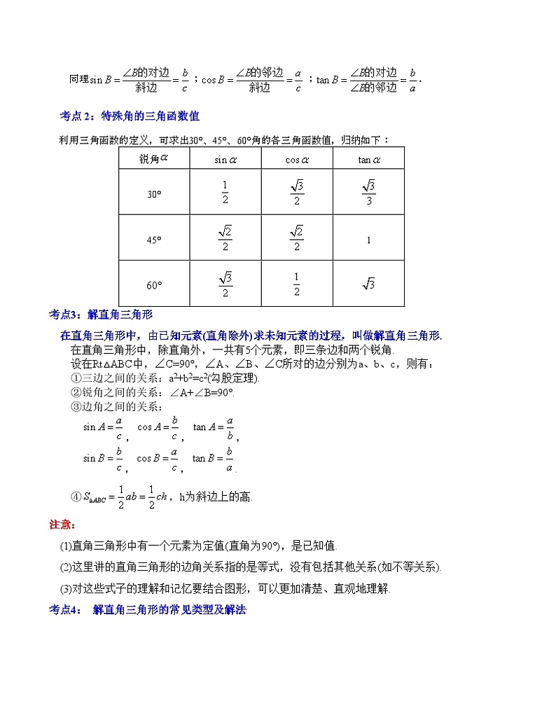 中考数学一轮复习知识梳理+考点精讲专题20 锐角三角函数（解析版）第2页