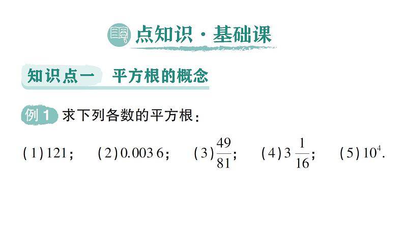 初中数学新人教版七年级下册8.1第1课时 平方根作业课件2025春第2页