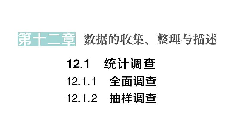 初中数学新人教版七年级下册12.1.1 全面调查 12.1.2 抽样调查作业课件2025春第1页