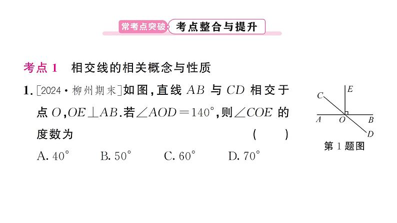 初中数学新人教版七年级下册第七章 相交线与平行线复习作业课件2025春第4页