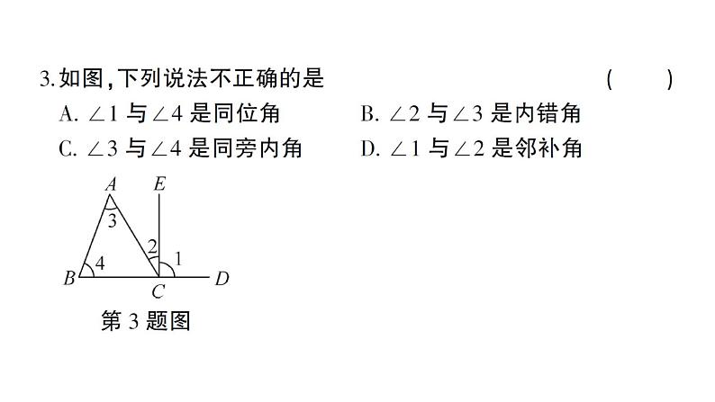 初中数学新人教版七年级下册第七章 相交线与平行线综合训练作业课件2025春第4页