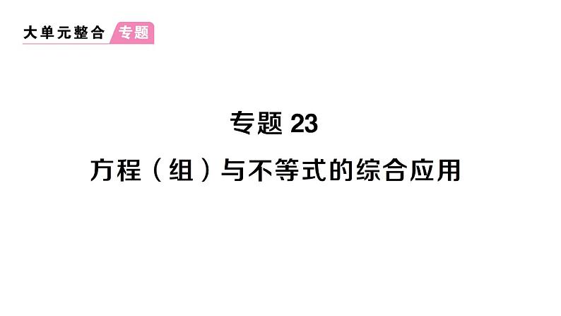 初中数学新人教版七年级下册第十一章专题二3 方程（组）与不等式的综合应用作业课件2025春第1页