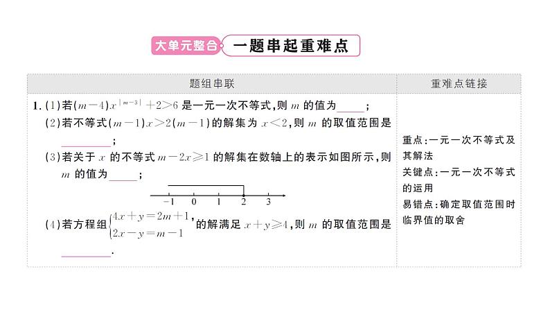 初中数学新人教版七年级下册第十一章 不等式与不等式组复习作业课件2025春第2页