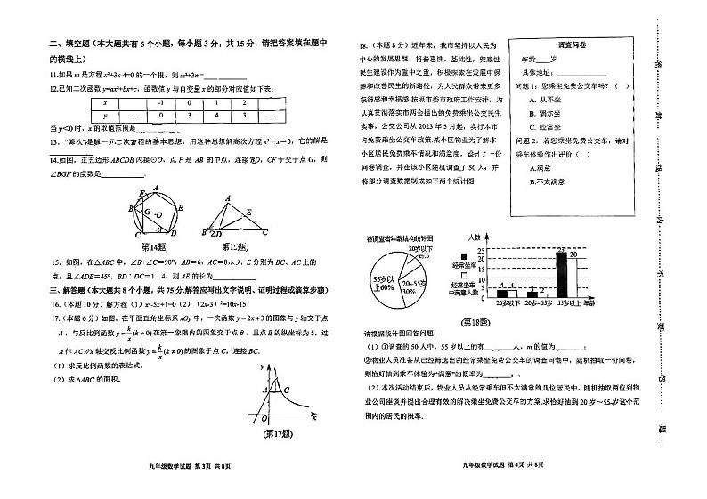 山西省吕梁市汾阳市2024-2025学年上学期期末考试九年级数学试卷第2页