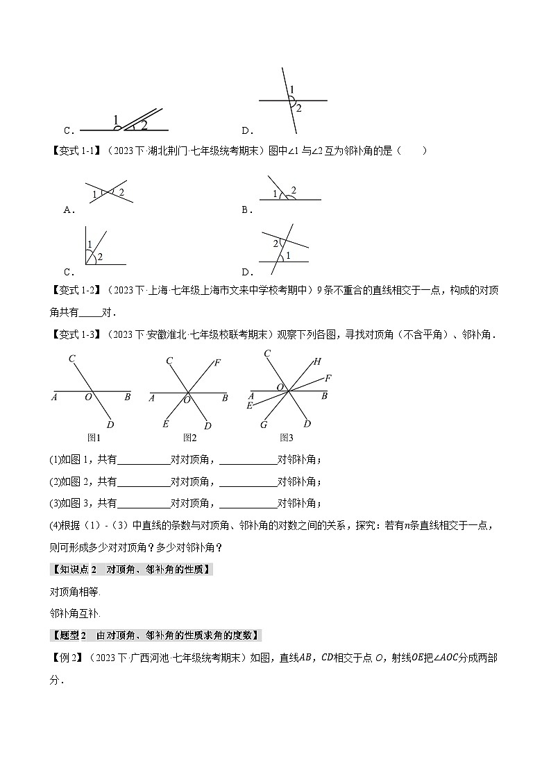 专题6.4 对顶角、平行和垂直【八大题型】-最新苏教版七年级上册数学精讲精练（学生版）第2页