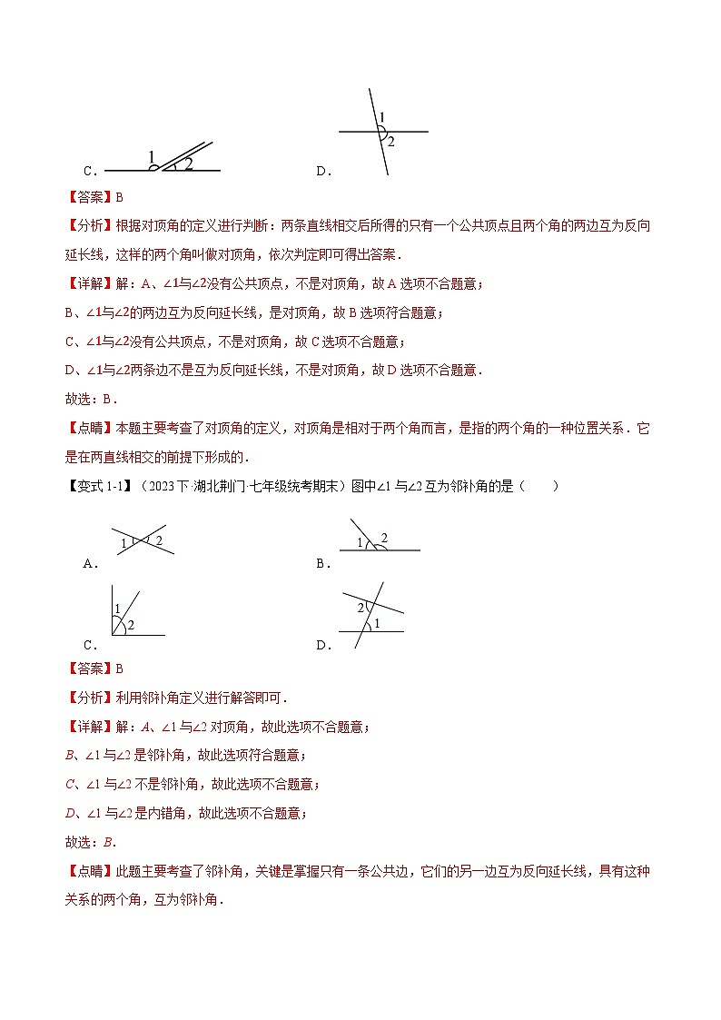 专题6.4 对顶角、平行和垂直【八大题型】-最新苏教版七年级上册数学精讲精练（教师版）第2页