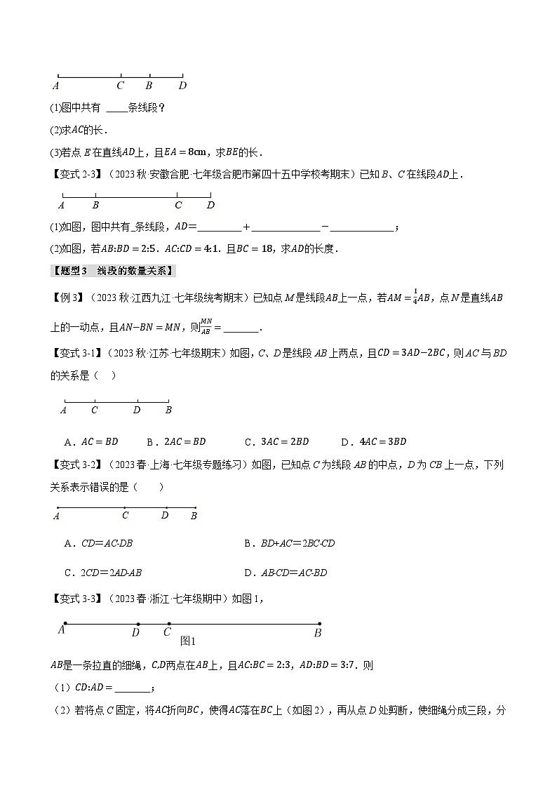 专题6.2 比较线段的长短【十大题型】-最新苏教版七年级上册数学精讲精练（学生版）第3页