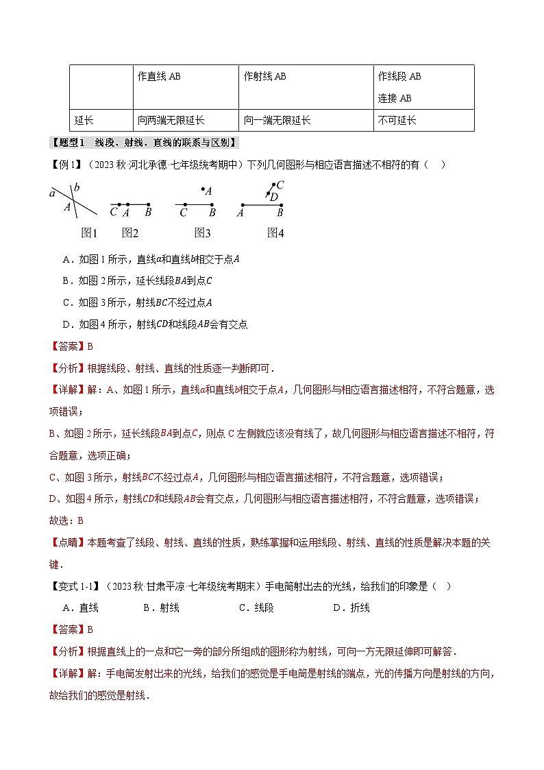 专题6.1 线段、射线、直线【八大题型】-最新苏教版七年级上册数学精讲精练（教师版）第2页