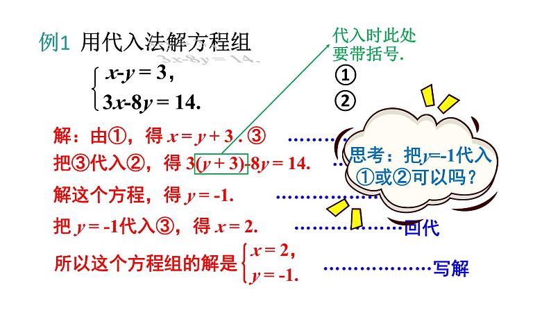 初中数学新人教版七年级下册10.2.1第1课时 用代入消元法解简单的二元一次方程组教学课件2025春第8页