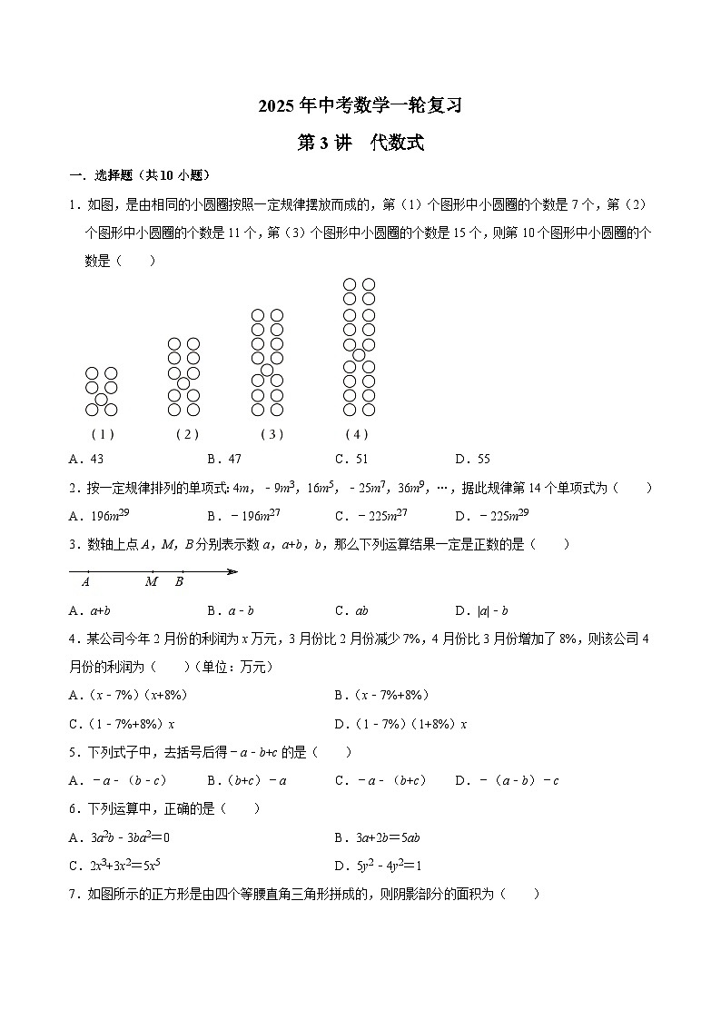 2025年中考数学一轮复习 第3讲  代数式（专项训练+考点梳理）第1页
