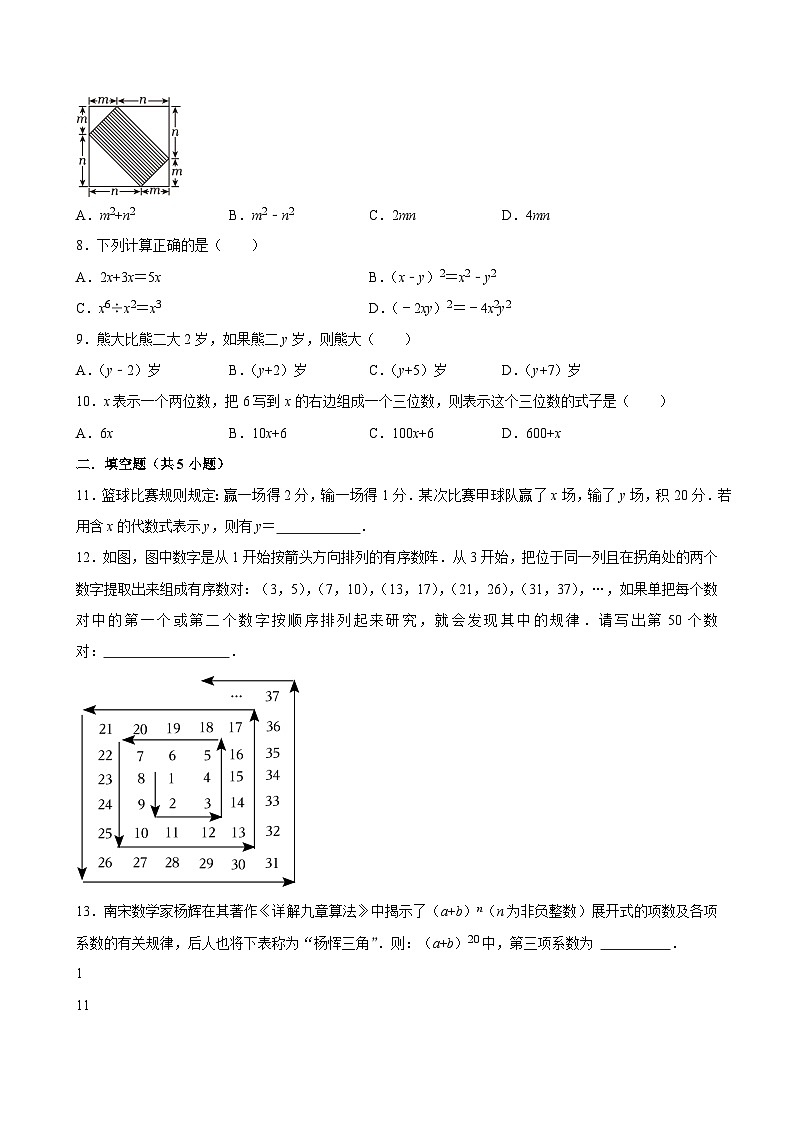 2025年中考数学一轮复习 第3讲  代数式（专项训练+考点梳理）第2页