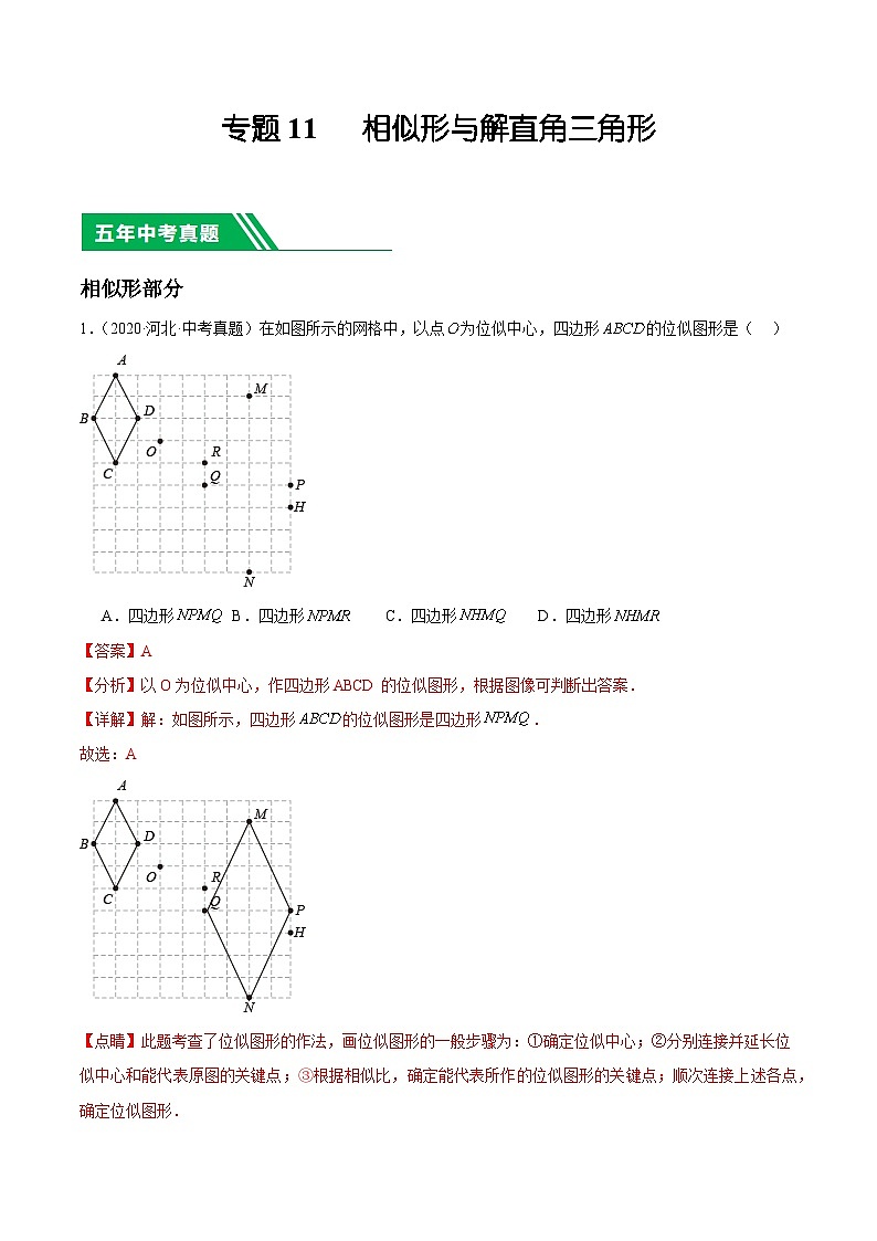 专题11   相似形与解直角三角形（解析版）第1页