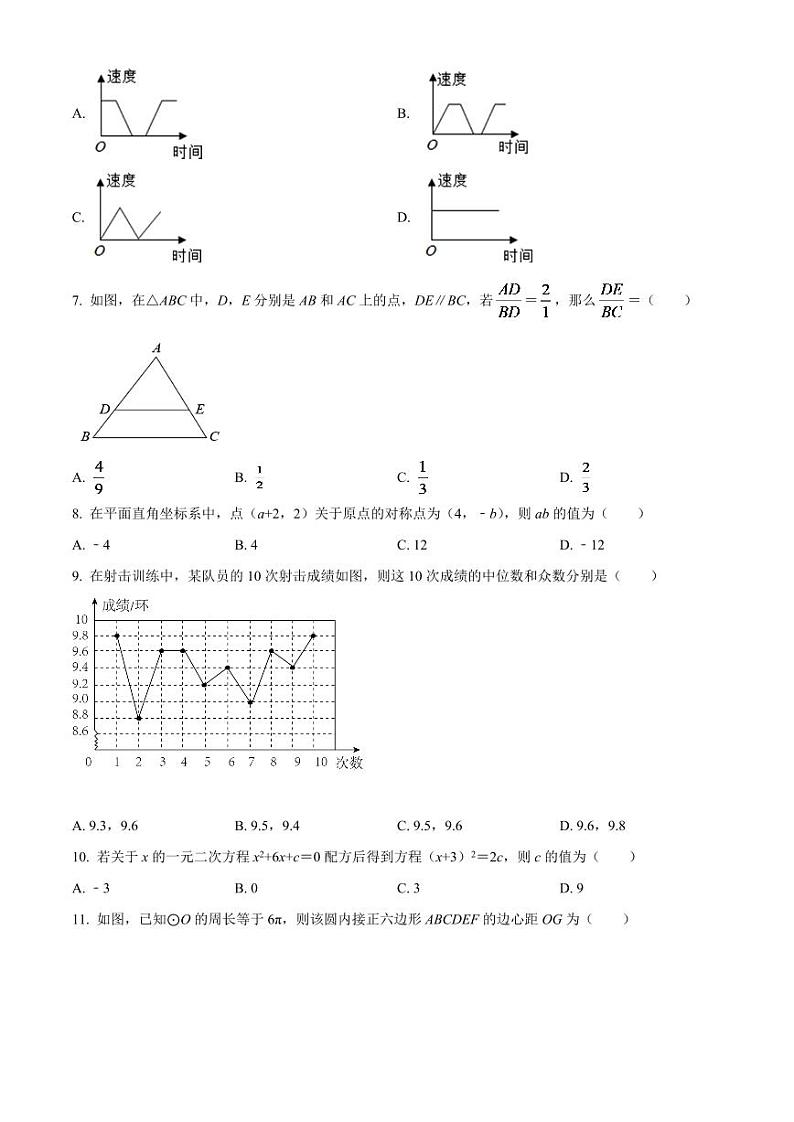2024年四川省雅安市中考数学模拟试卷（原卷版）第2页
