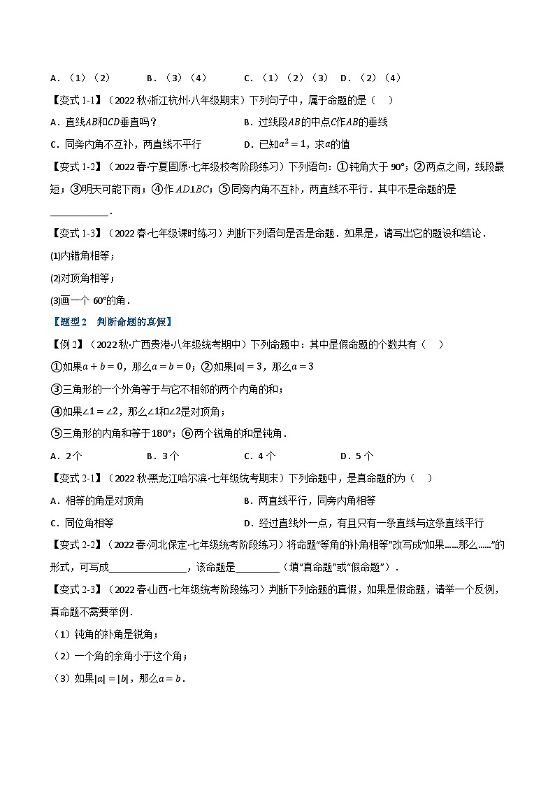 专题12.1 证明【十大题型】-最新苏教版七年级下册数学精讲精练（学生版）第2页