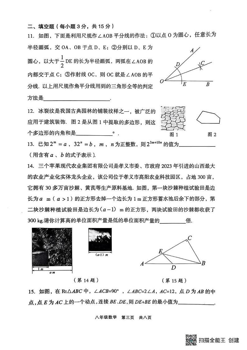 八年级数学 24-25（1）八年级上册数学期末试题2025-01-14 11.06第3页