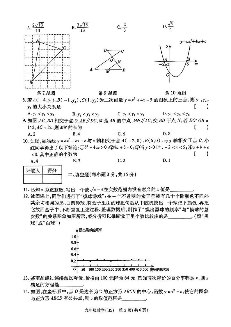 河南省南阳市新野县2024-2025学年九年级上学期1月数学期末考试题第2页