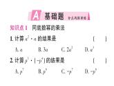 初中数学新北师大版七年级下册第一章1幂的乘除第一课时 同底数幂的乘法作业课件2025春