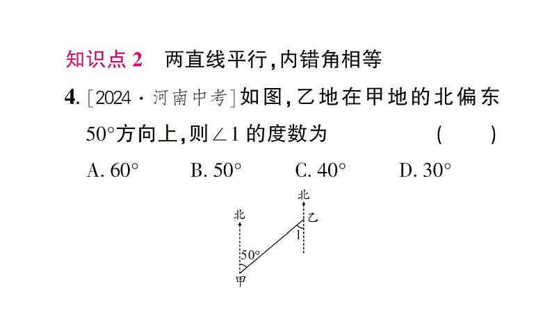 初中数学新北师大版七年级下册第二章3 平行线的性质第一课时 平行线的性质作业课件2025春第5页