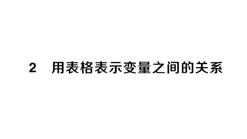 初中数学新北师大版七年级下册第六章2 用表格表示变量之间的关系作业课件2025春第1页