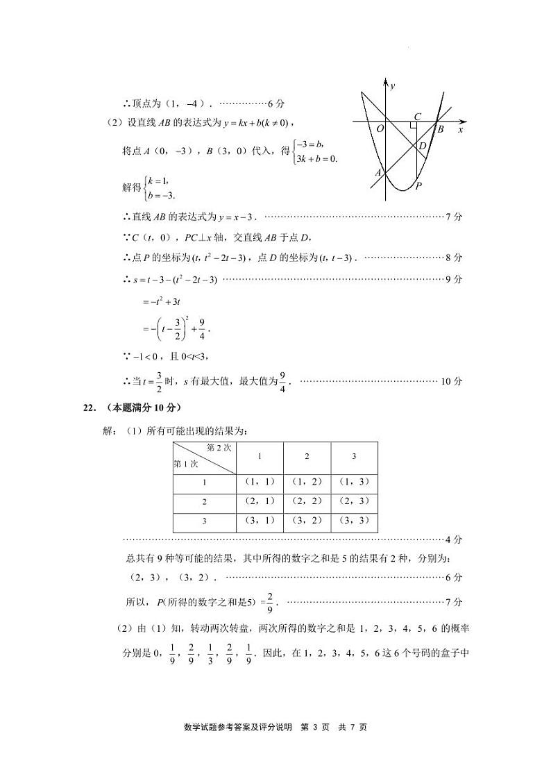 福建宁德2024-2025学年上学期九年级数学期末测试题答案第3页