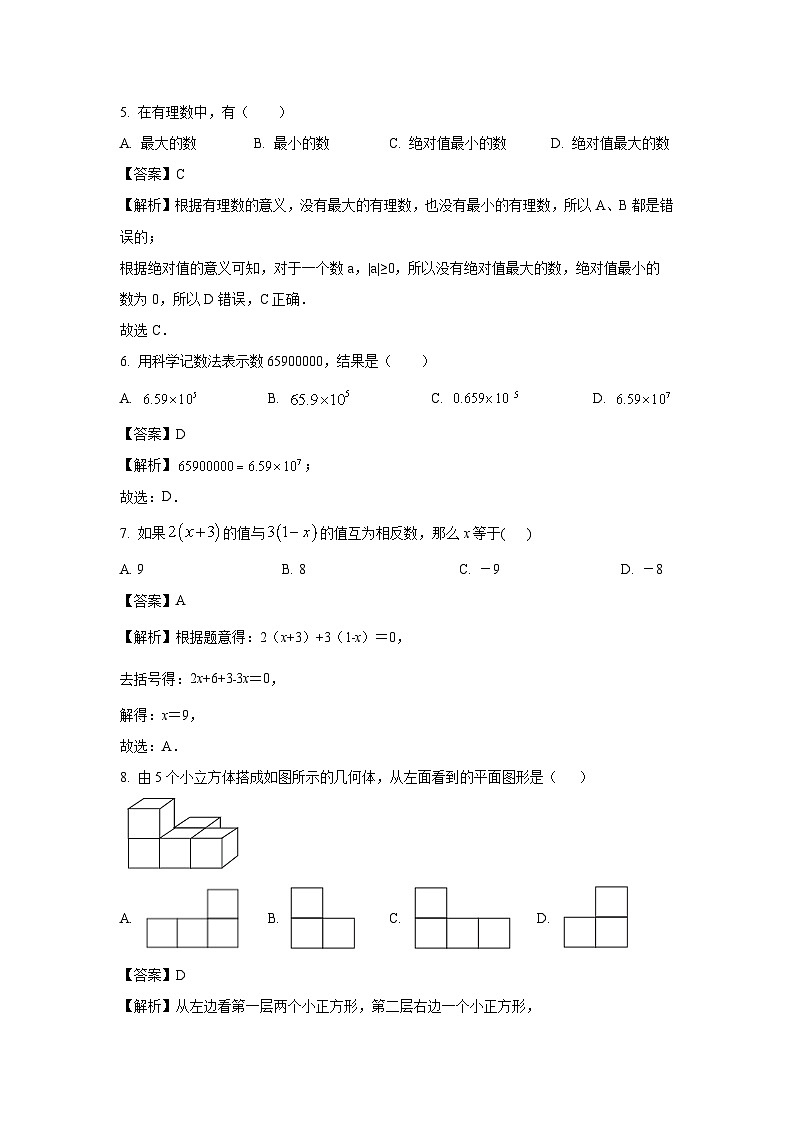 河北省唐山地区2023-2024学年七年级上学期期末数学试卷（解析版）第2页