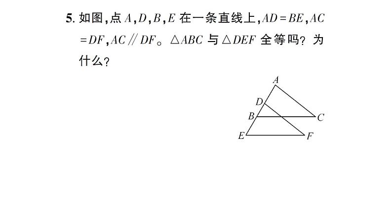 初中数学新北师大版七年级下册第四章3 第三课时 利用“边角边”判定三角形全等作业课件2025春第6页