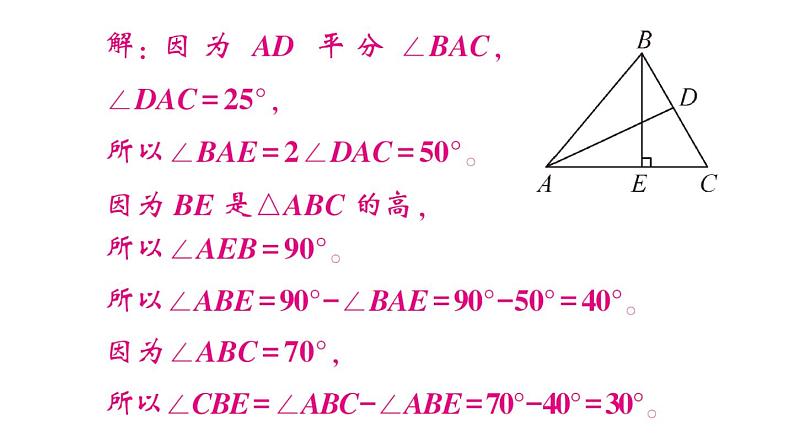 初中数学新北师大版七年级下册第四章专题八 三角形中与角平分线和高有关的模型作业课件2025春第4页