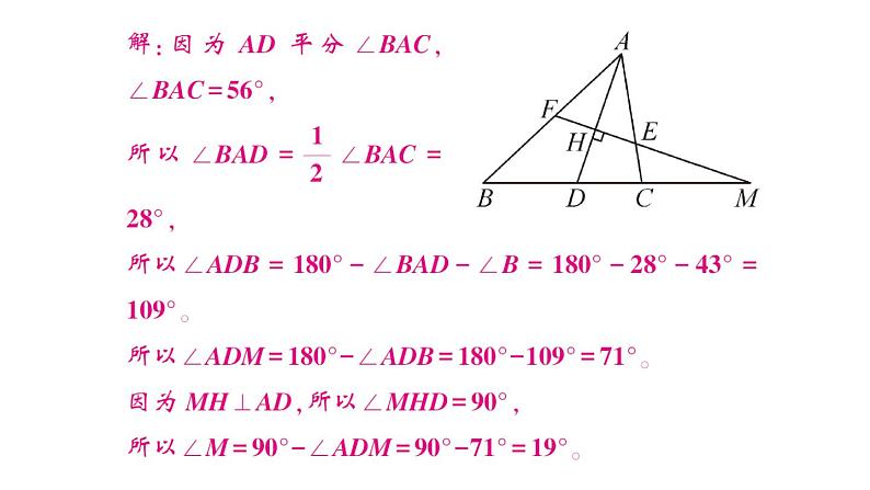 初中数学新北师大版七年级下册第四章专题九 三角形中角度的计算作业课件2025春第5页