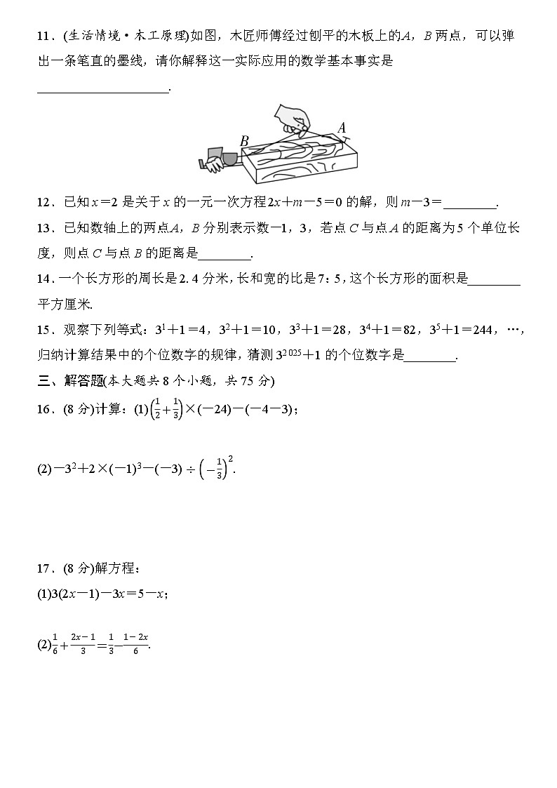 2024-2025学年第一学期名师预测卷(二)七年级数学人教版（带解析）第3页