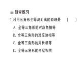 初中数学新北师大版七年级下册第四章4 利用三角形全等测距离课堂作业课件2025春
