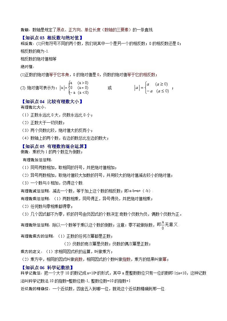 专题01 有理数及其运算（6个知识回顾+11种重点题型归纳+过关检测）（解析版）第2页